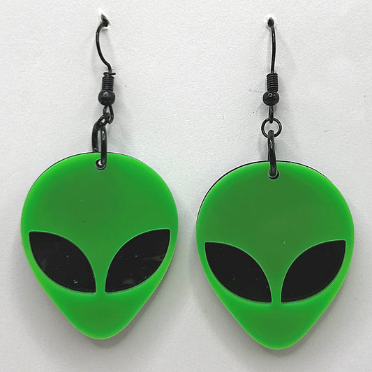 Big Green Alien Earrings