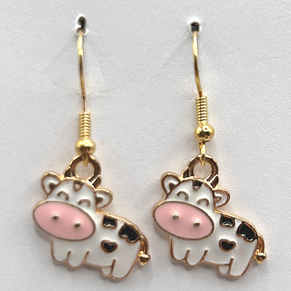 Cow Enamel Earrings