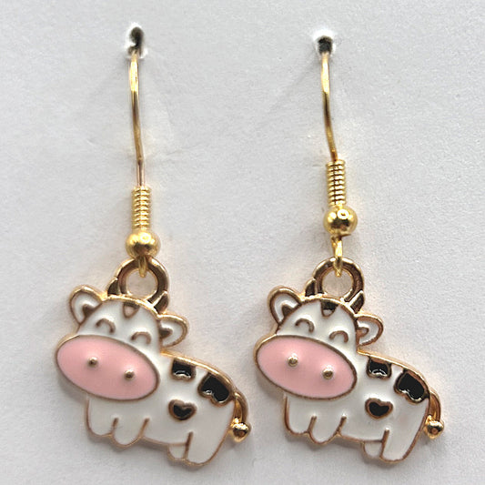 Cow Enamel Earrings