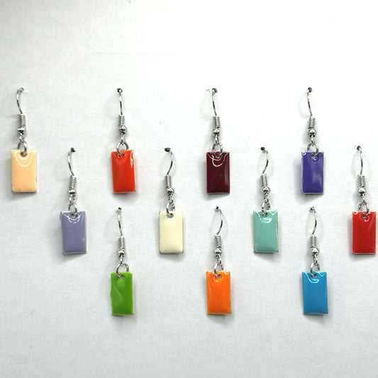 Tiny Enamel Rectangle Earrings