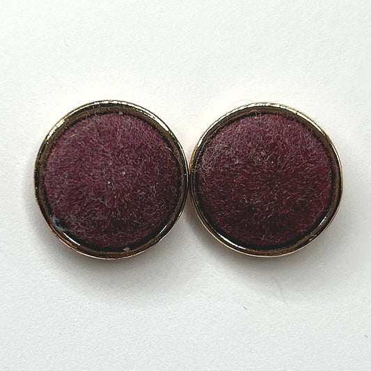 Velvety Purple Button Earrings (Post)