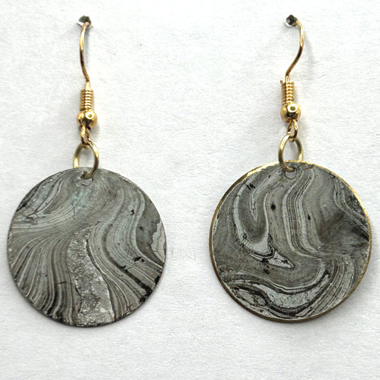 Gray Swirled Disc Earrings