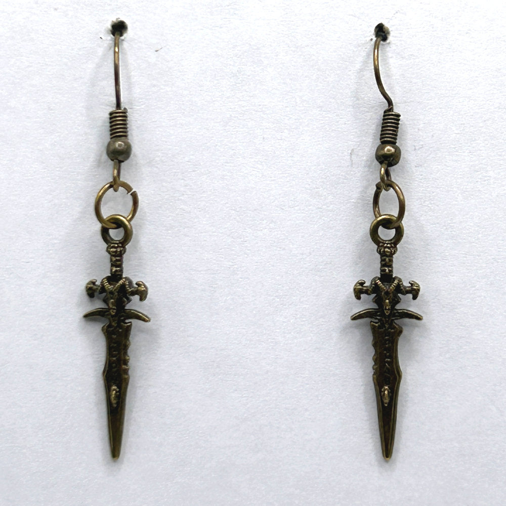 Bronze Ornate Dagger Earrings