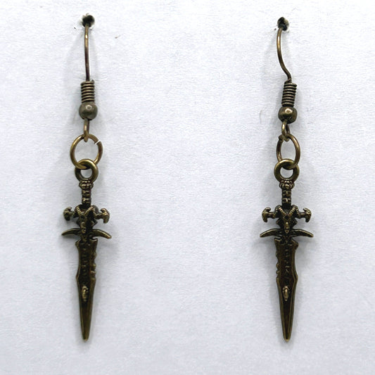 Bronze Ornate Dagger Earrings