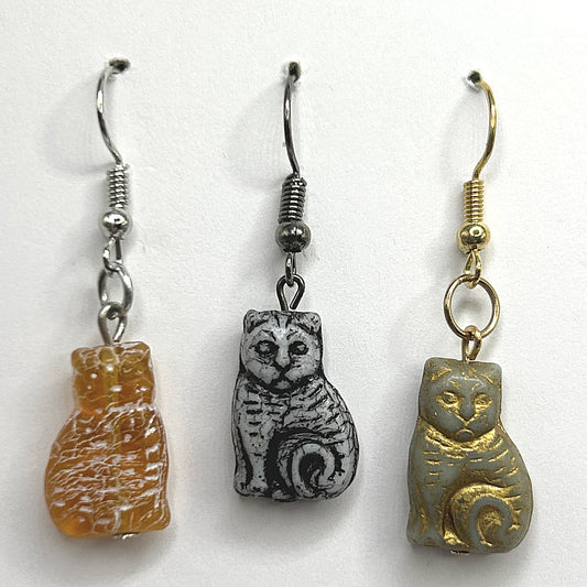 Czech Glass Cat Earrings
