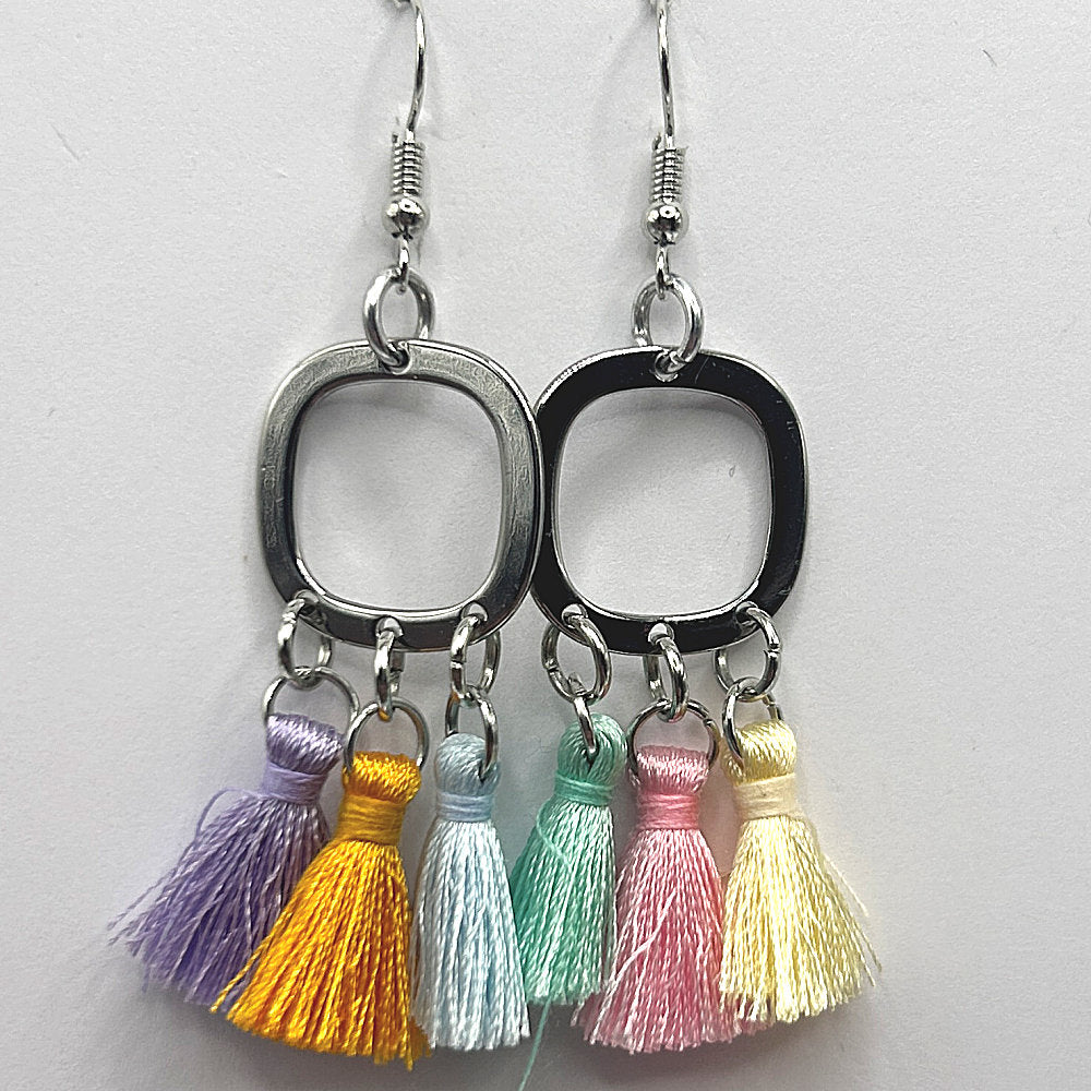 Multicolor Pastel Tassel Earrings