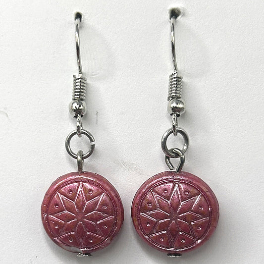 Pink Snowflake Motif Earrings