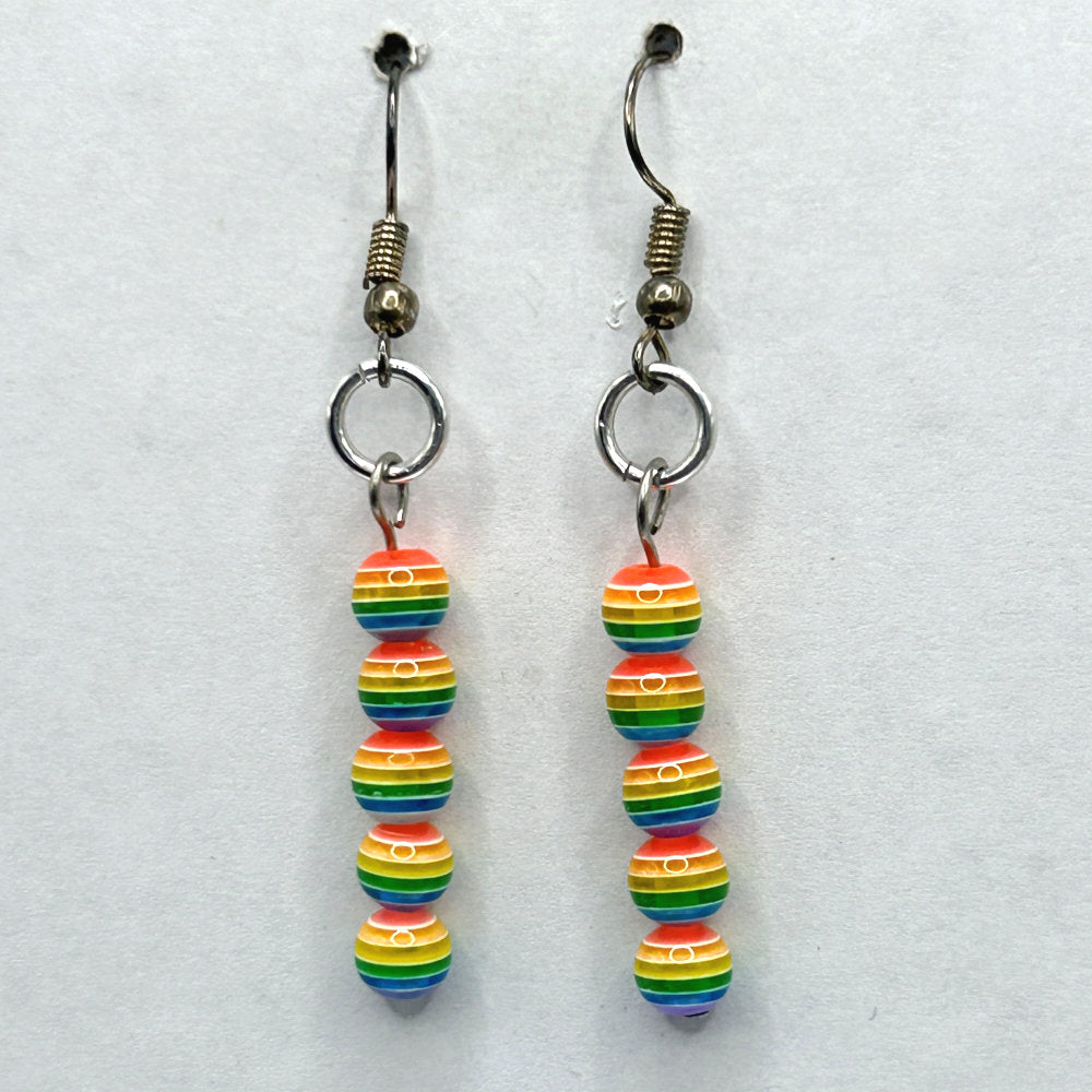 Small Rainbow Striped Dangle Earrings