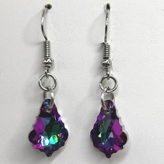 Blue and Purple Multi Abstract Teardrop Earrings