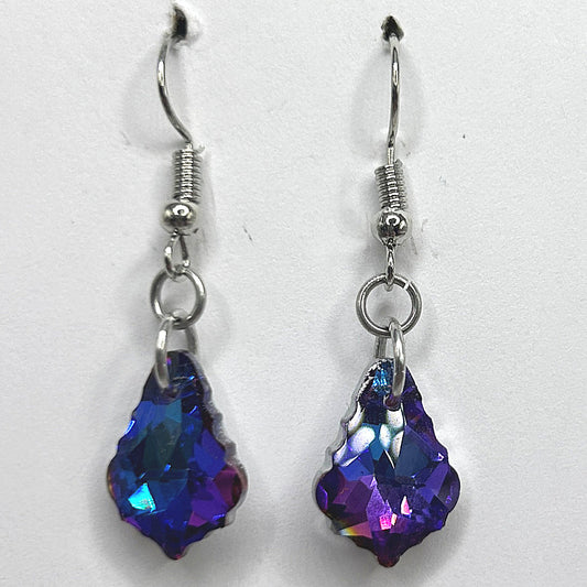 Blue and Purple Abstract Teardrop Earrings