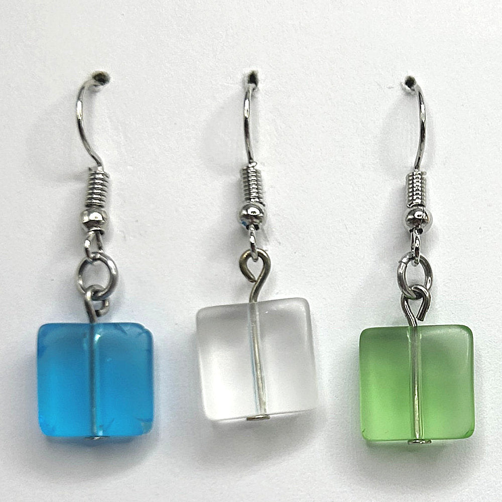 Matte Square Clear Tablet Earrings