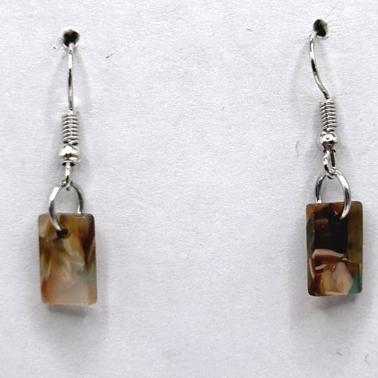 Tiny Earthy Print Rectangle Earrings