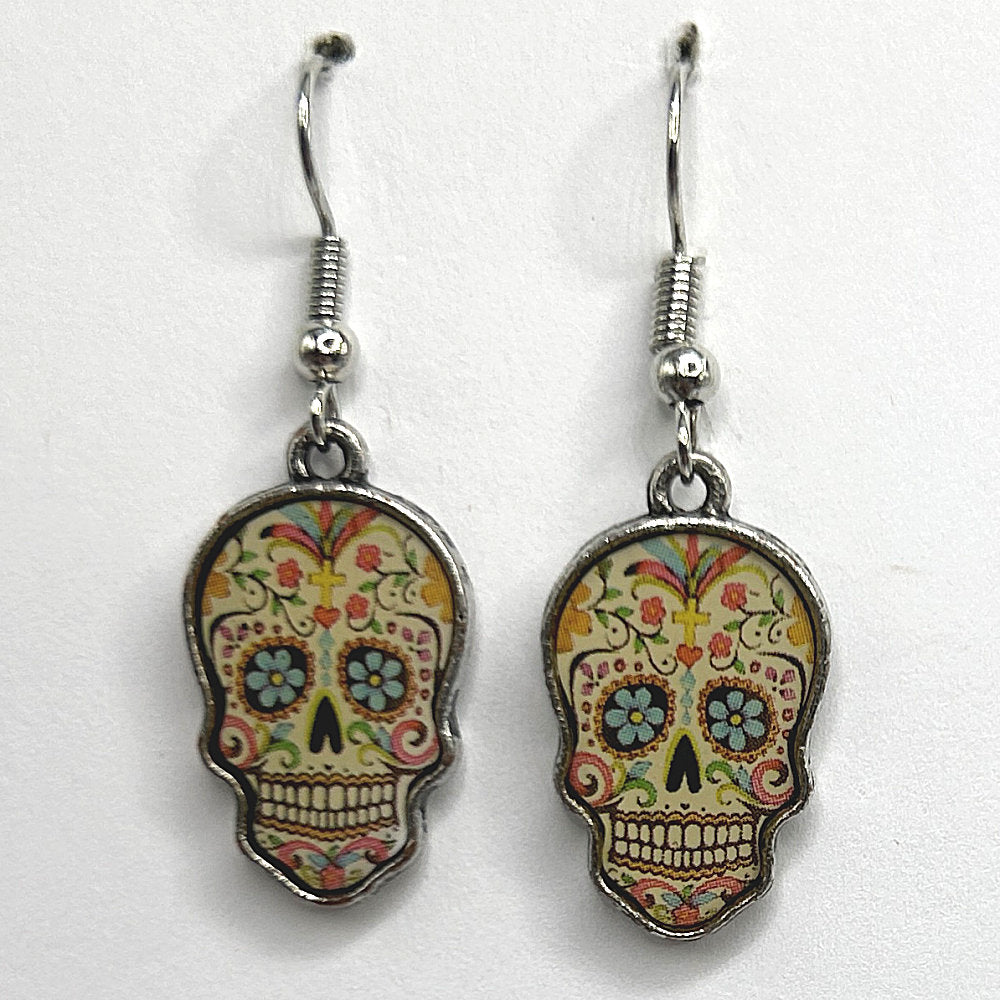Multicolor Enamel Skull Earrings