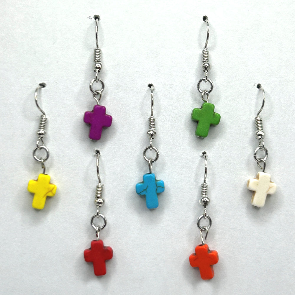 Tiny Resin Cross Earrings