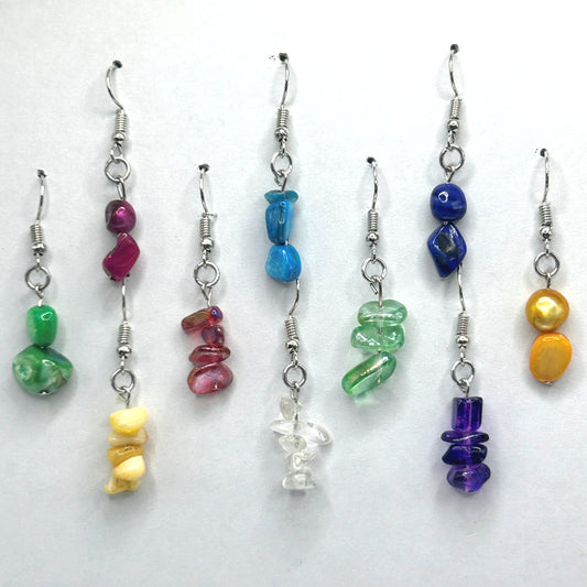 Glass Chip Dangle Earrings