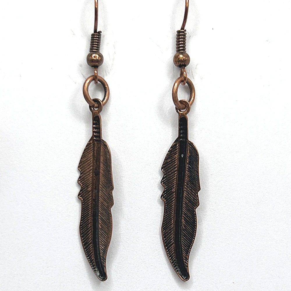 Copper Feather Earrings