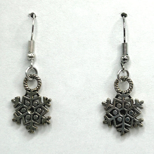 Small Snowflake Earrings with Roped Ring