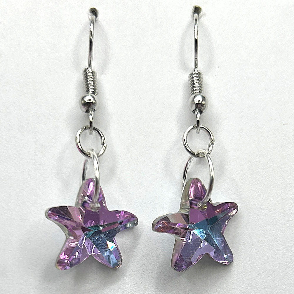Purple Sparkle Starfish Earrings