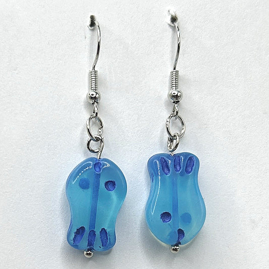 Blue Glass Fish Earrings