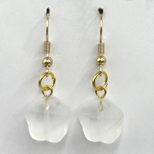 White Matte Flower Earrings