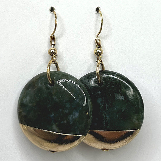 Green Stone Earrings with Golden Bottom (HEAVY)