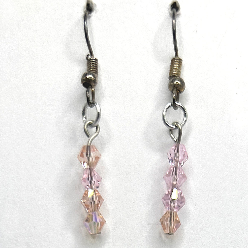 Tiny Pink Bicone Earrings