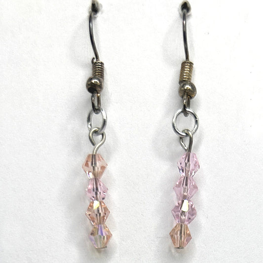 Tiny Pink Bicone Earrings