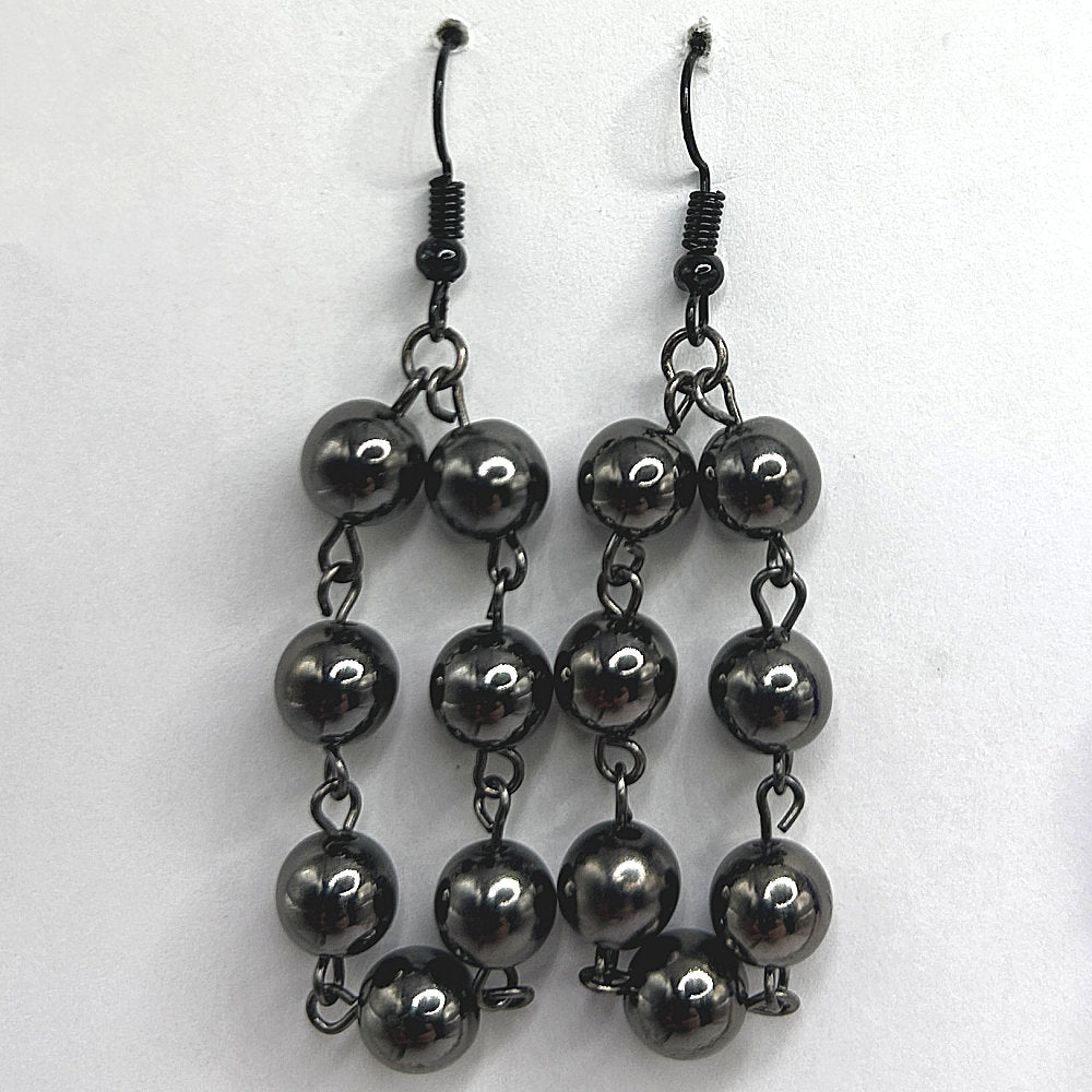 Gunmetal Colored Chain Drop Earrings