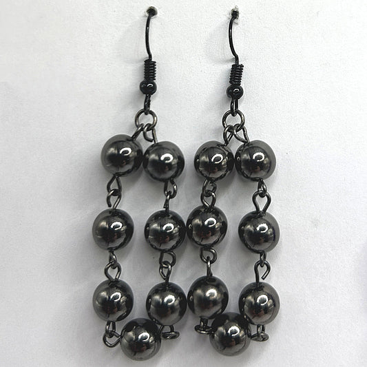 Gunmetal Colored Chain Drop Earrings