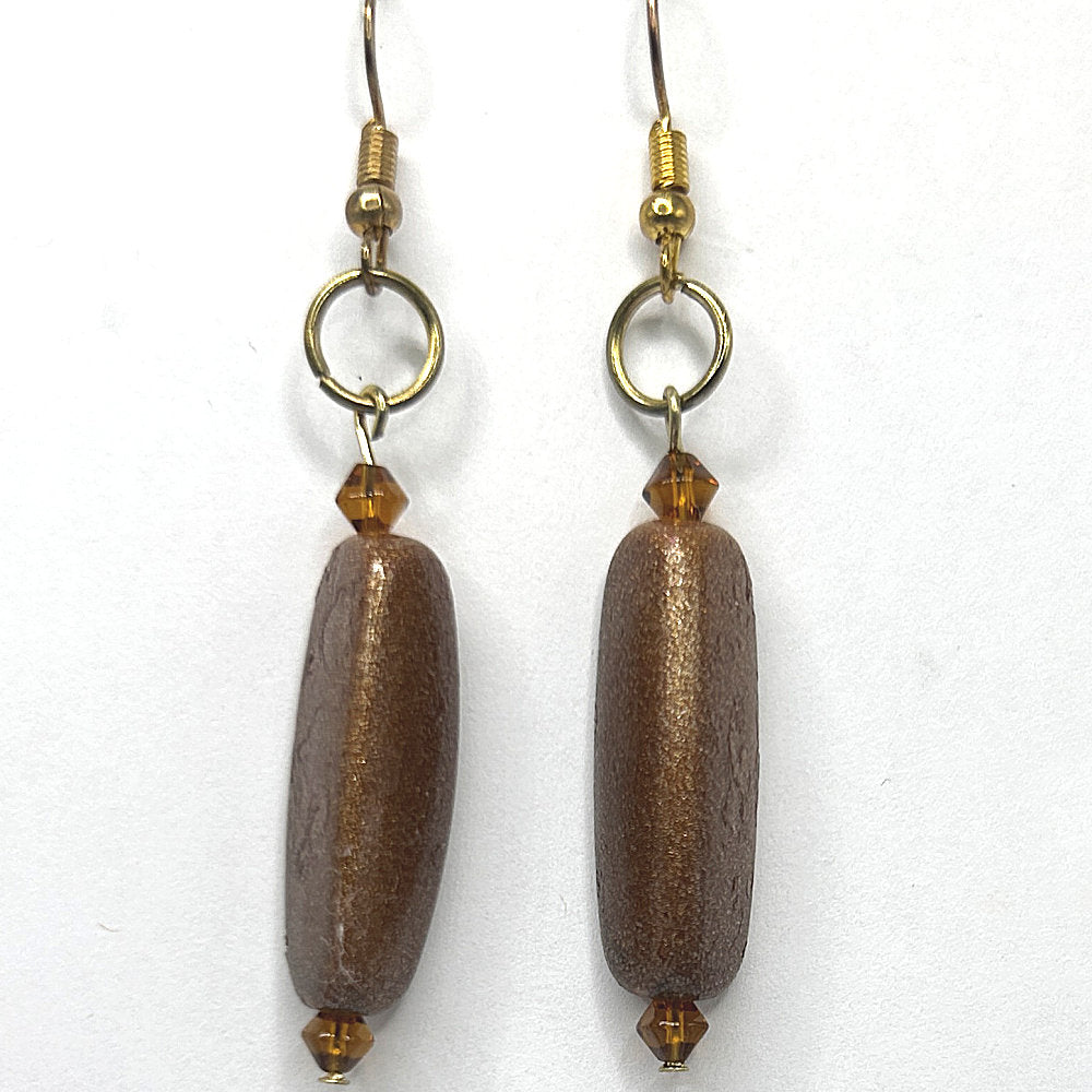 Brown Long Triangle Tube Earrings