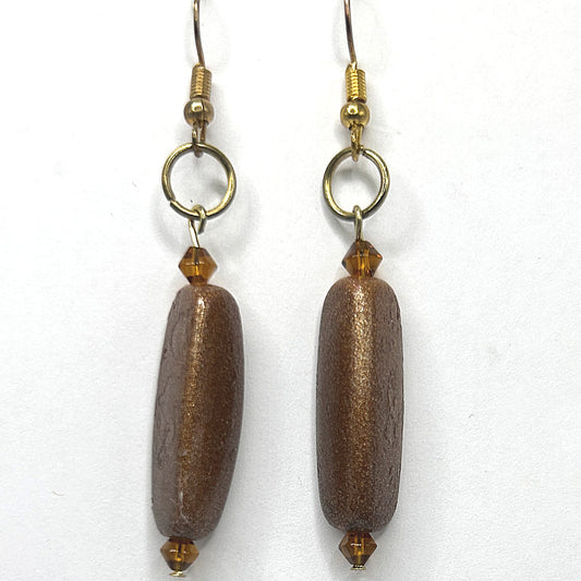 Brown Long Triangle Tube Earrings