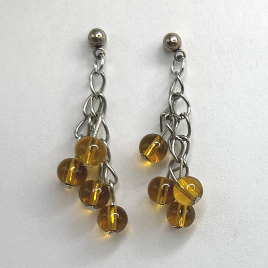 Clear Brown Ball Earrings (Posts)