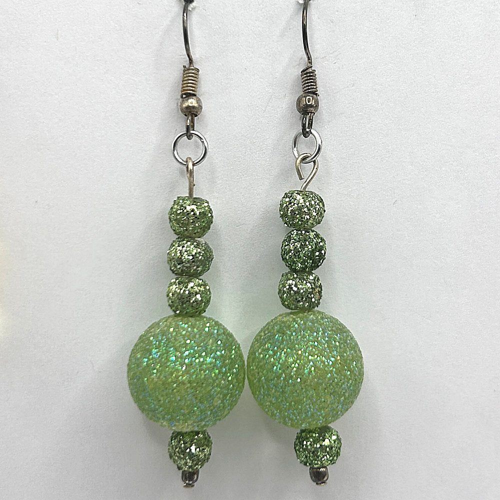 Green Glitter Balls Earrings