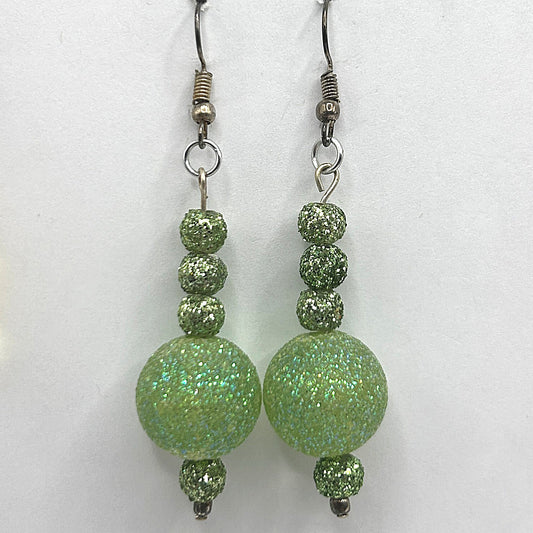 Green Glitter Balls Earrings