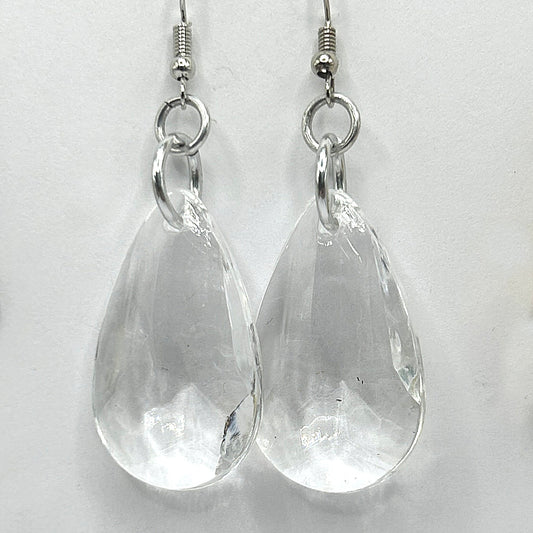 Large Clear Teardrop Earrings (Heavy)