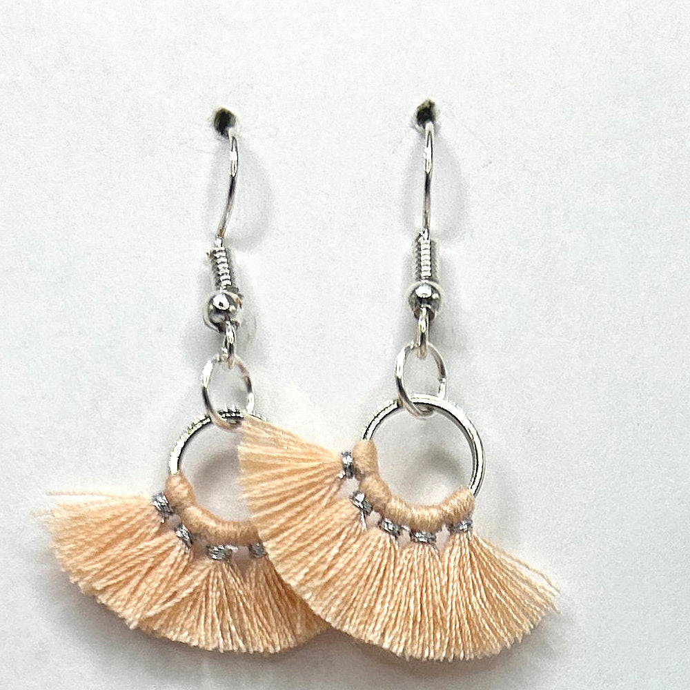 Peach Fanned Thread Tassel Earrings