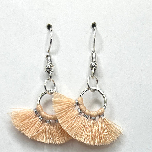 Peach Fanned Thread Tassel Earrings