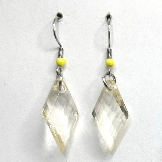 Pale Yellow Diamond-Shape Earrings