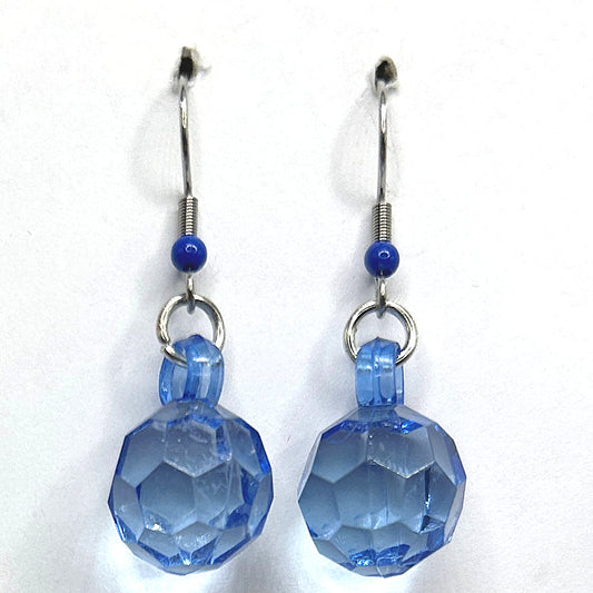 Blue Plastic Disco-Ball Earrings