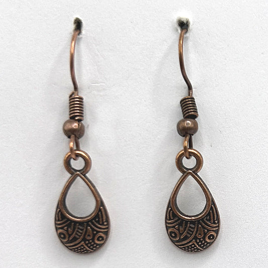 Tiny Copper Open Teardrop Earrings
