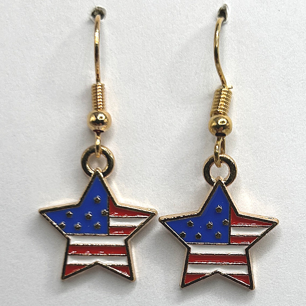 Enamel Star Flag Earrings