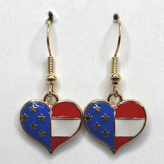 Enamel Heart Flag Earrings