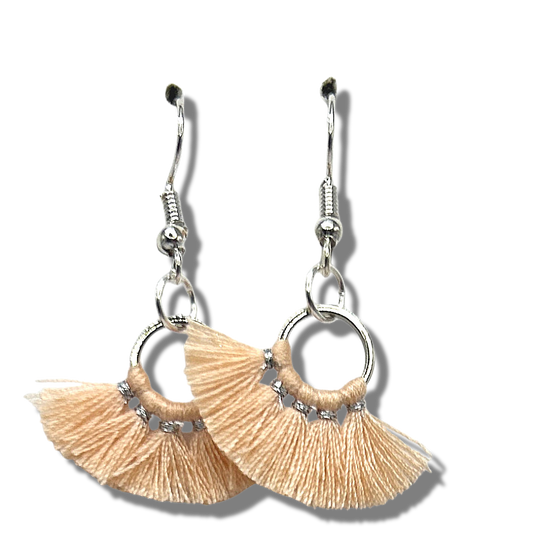 Peach Fanned Thread Tassel Earrings