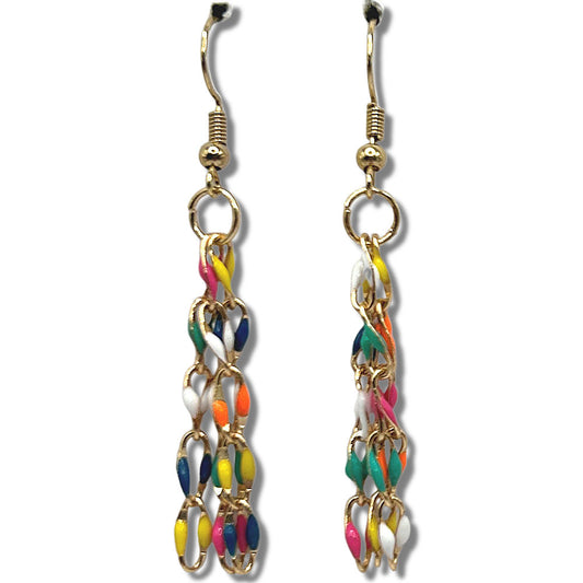 Multicolor Triple Chain Earrings