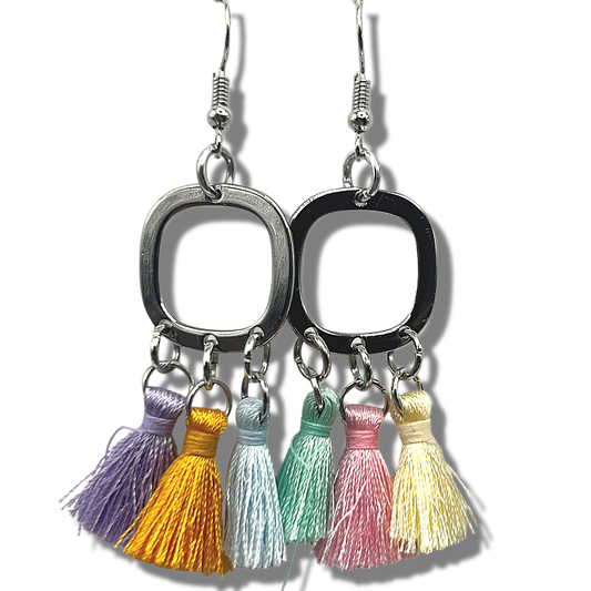 Multicolor Pastel Tassel Earrings