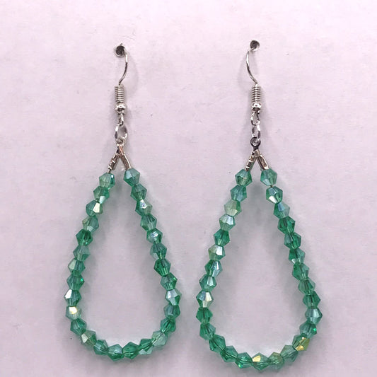 Blue-Green Teardrop Loop Earrings