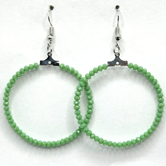 Large Loop Earrings with Tiny Green Beads
