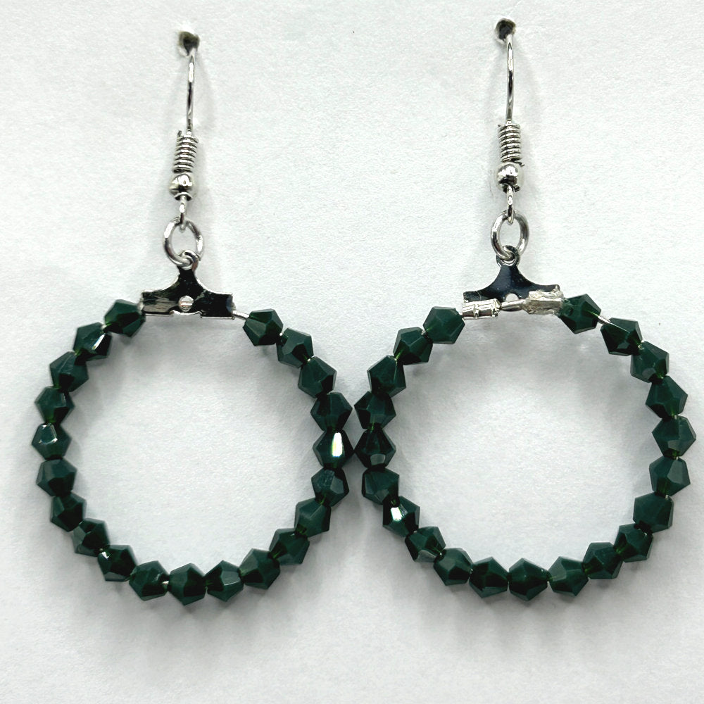 Small Dark Green Loop Earrings