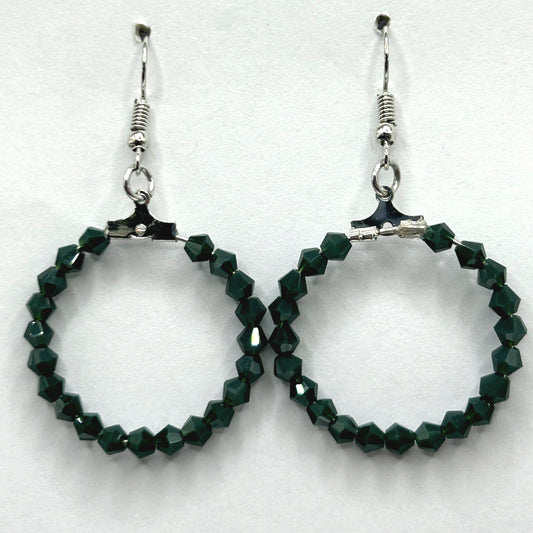Small Dark Green Loop Earrings
