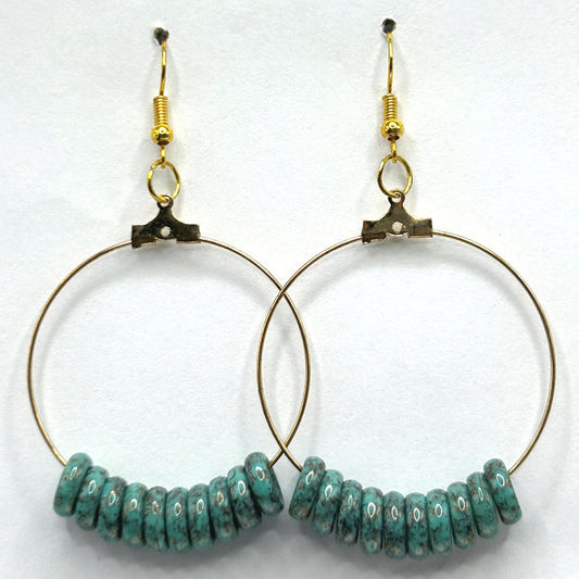 Green Looped Large Loop Earrings